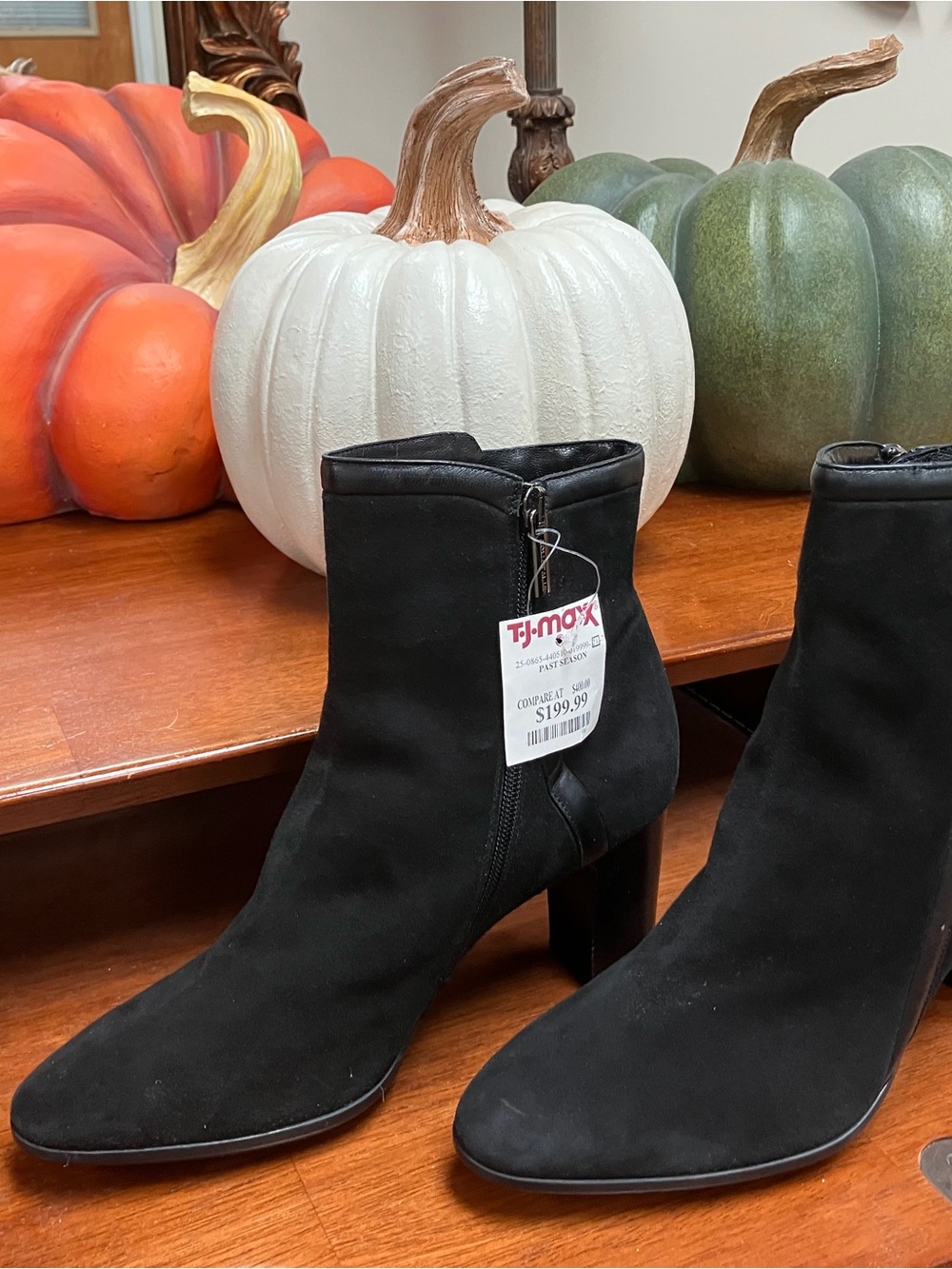 Aquatalia Black Suede Ankle Booties with Side Zip